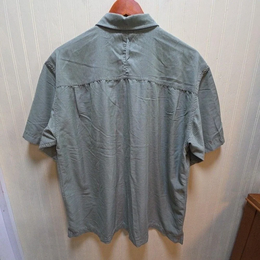 The North Face Shirt Mens‎ Large Green Check Short Sleeve Lined Button-Up Casual